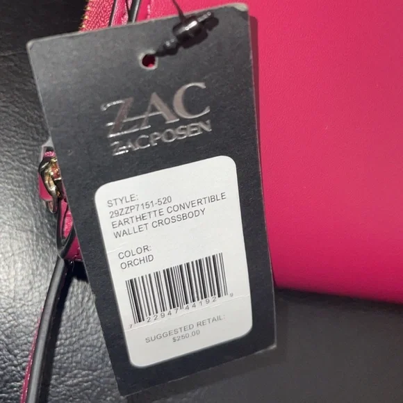 Women’s Leather Handbag ZAC Zac Posen Earthette Convertible Wallet Red Crossbody - Picture 4 of 7